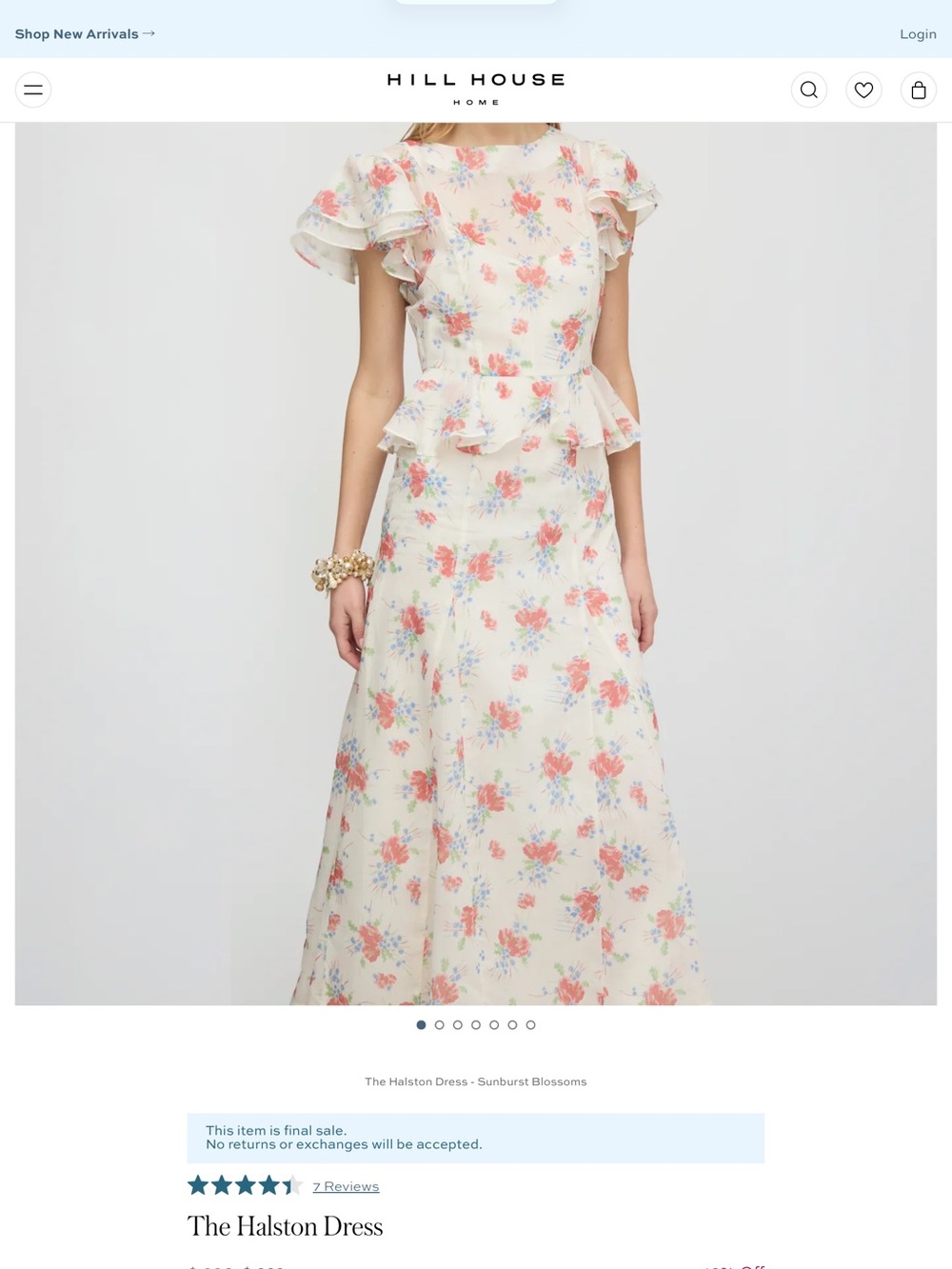 Hill House Cream Maxi Dress with Pink & Blue Floral Print